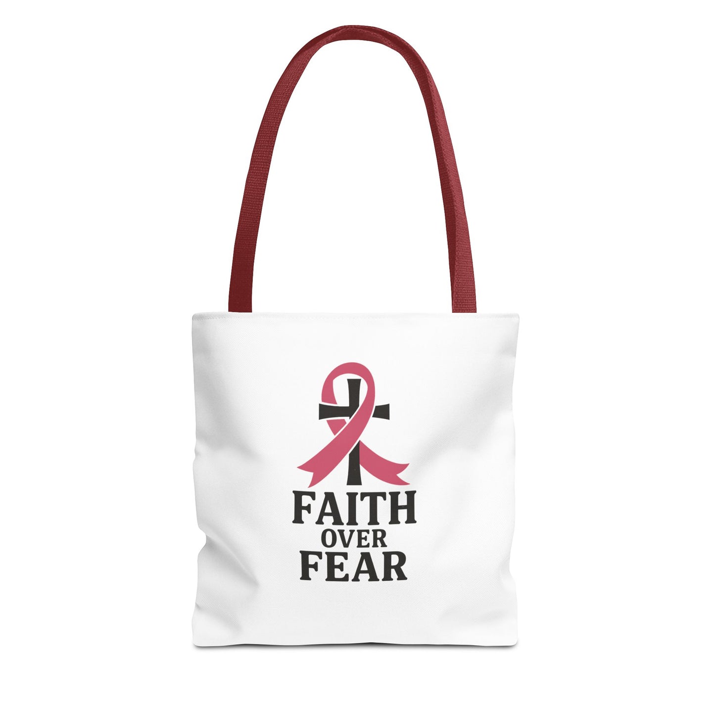 Faith Over Fear Tote Bag, Inspirational Gift for Cancer Awareness, Motivational Tote, Breast Cancer Support, Daily Use Bag