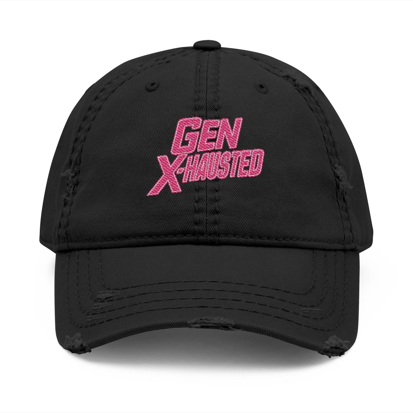 Embroidered Hat, Gen X-Hausted Distressed Dad Cap, Funny Gift for Gen X, Vintage Gen X Apparel, Retro Gen X Accessories, Embroidery Baseball