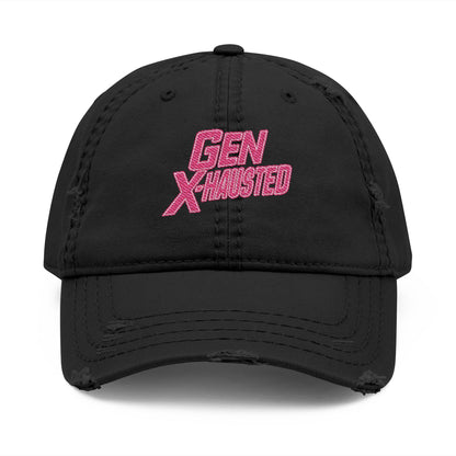 Embroidered Hat, Gen X-Hausted Distressed Dad Cap, Funny Gift for Gen X, Vintage Gen X Apparel, Retro Gen X Accessories, Embroidery Baseball