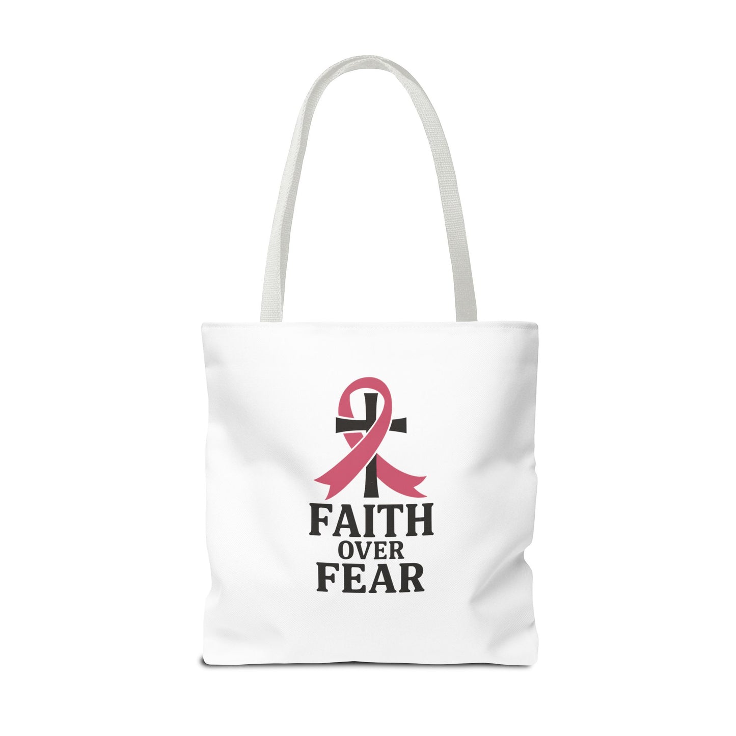 Faith Over Fear Tote Bag, Inspirational Gift for Cancer Awareness, Motivational Tote, Breast Cancer Support, Daily Use Bag