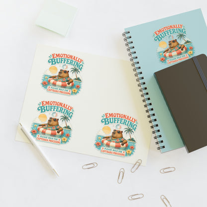 Emotionally Buffering Capybara Illustration Sticker Sheet | 4pcs