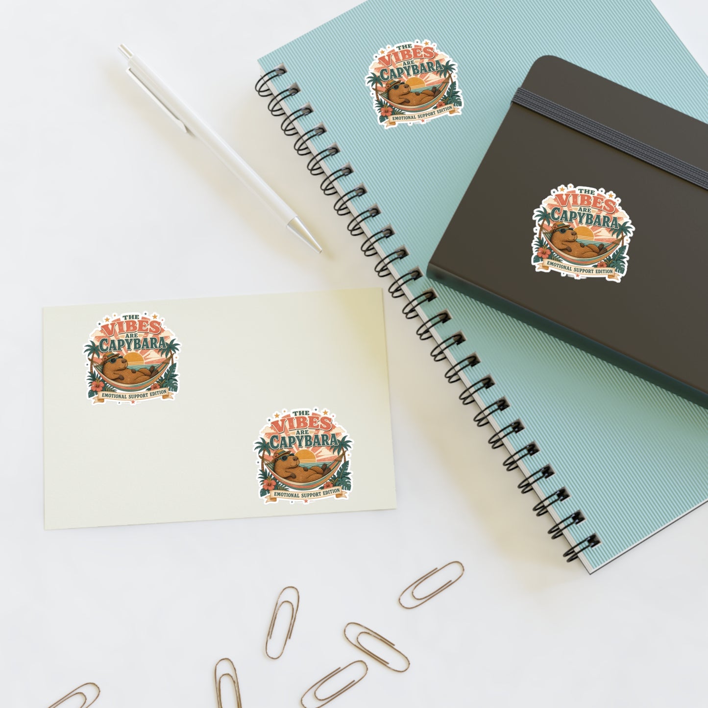 The Vibes Are Capybara sticker sheet | Cute capybara, tropical design