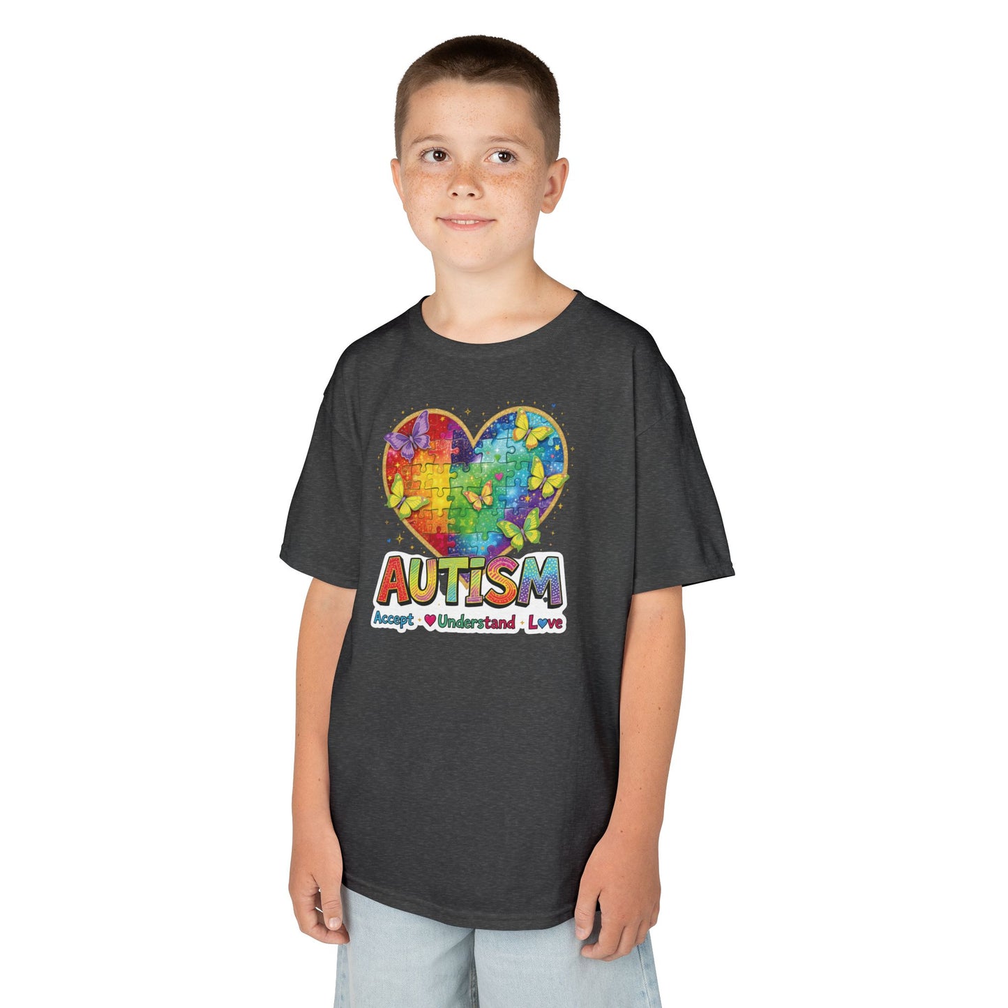 Autism Puzzle Heart Kids Tee | Accept Understand Love