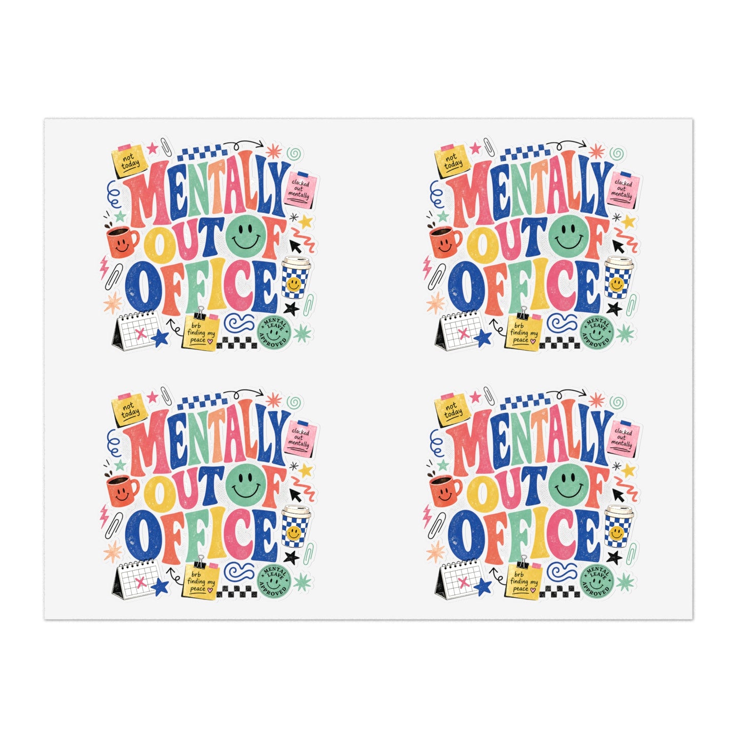Mentally Out Of Office Sticker Sheets | Decorative Planner Stickers, Cute Office Humor