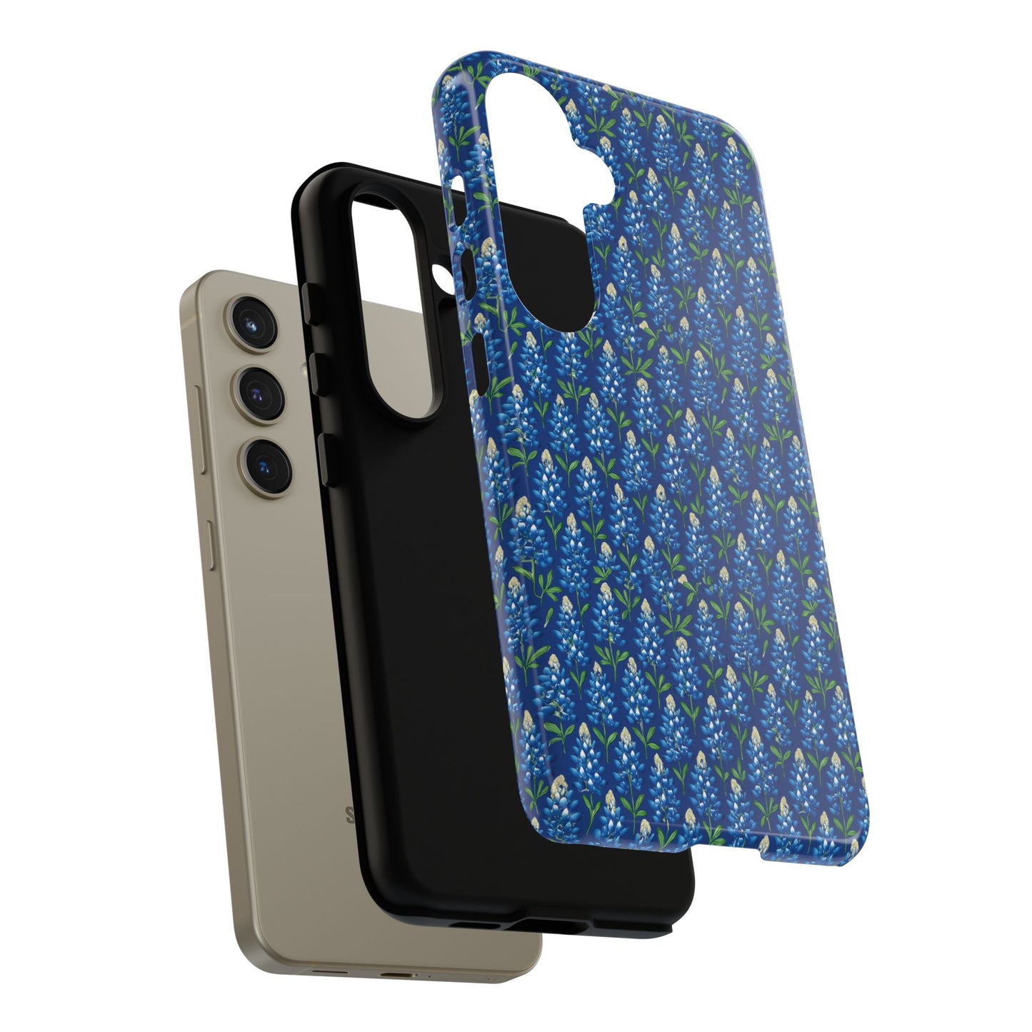 Phone Case, Texas Bluebonnet Tough Case, Navy Floral Phone Cover, Protective iPhone Case, Samsung Galaxy Case, Texas Wildflower Gift