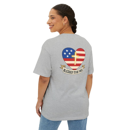 Freedom & Faith Unisex Oversized Tee, Summer Vibes Tee, Casual Gift, Patriotic Apparel, Faith-Based Outfit