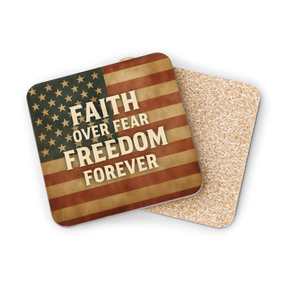 Patriotic Coasters with Inspirational Quotes | Faith Over Fear | Perfect for Home Decor, Gifts, Holidays, USA Celebrations, Barbecues