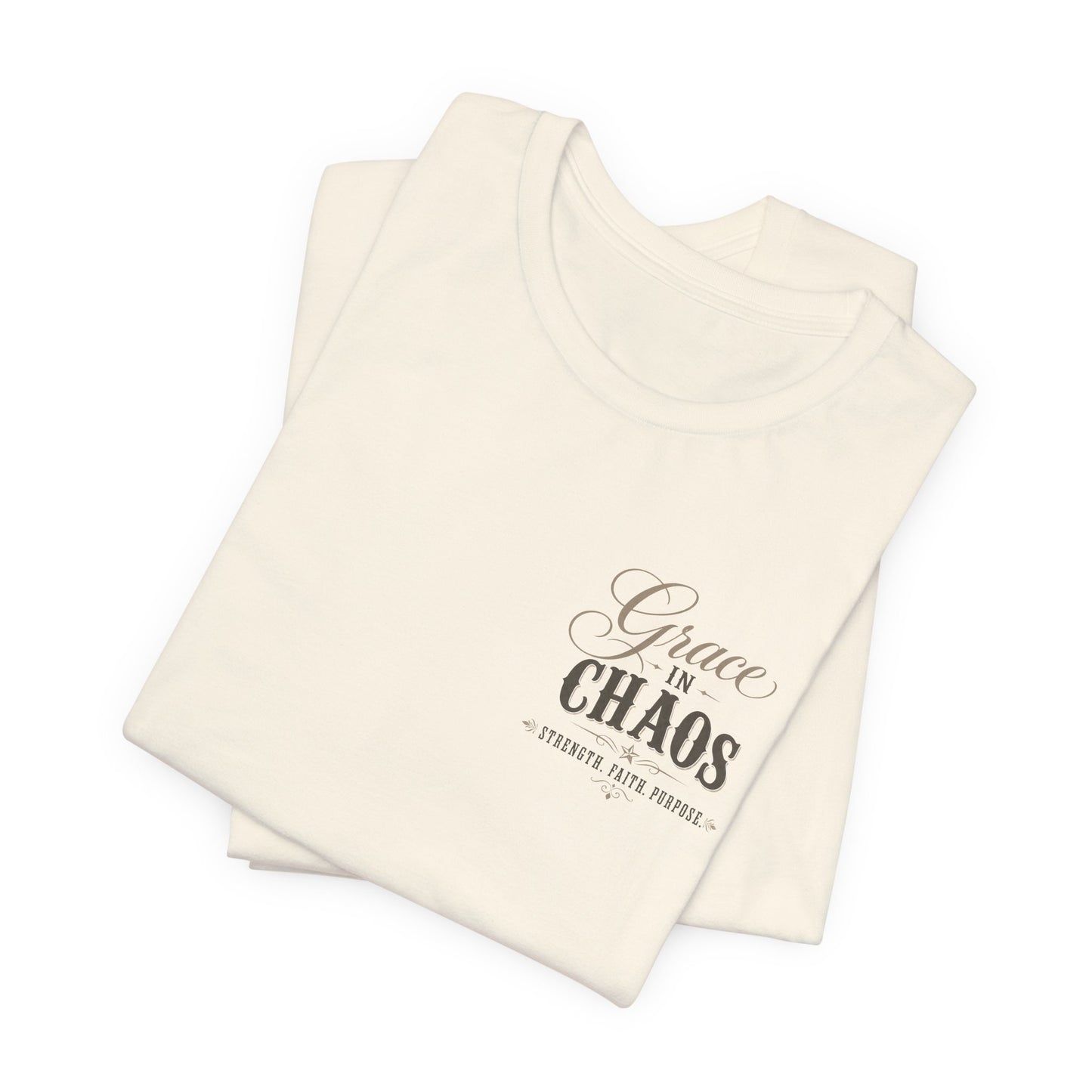 Grace in Chaos Tee | Inspirational scripture typography shirt