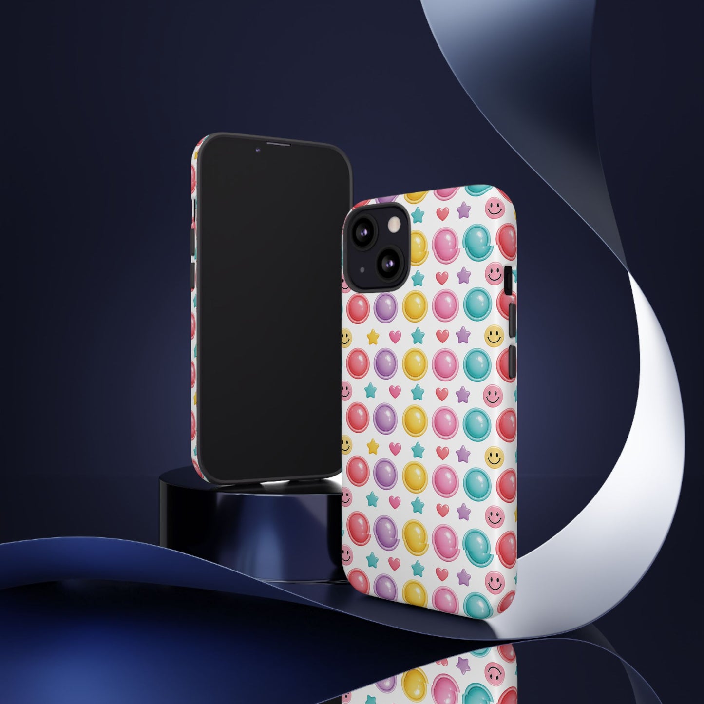 Bubble Pop Pattern Phone Case | Colorful Smileys & Stars Tough Case