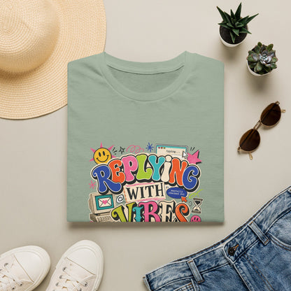 Replying With Vibes T-Shirt | Retro Colorful Typography, 90s Aesthetic