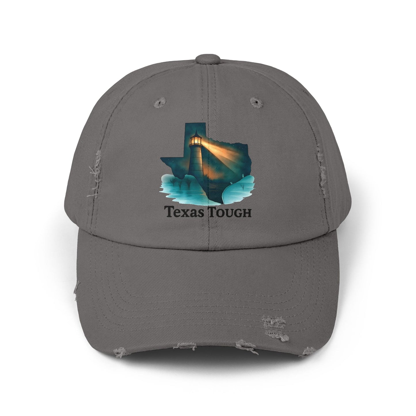 Distressed Cap, Texas Tough Lighthouse Hat, Baseball Cap, Unisex Baseball Hat, Texas Pride Cap, Strong Texas Gift, Distressed Baseball Cap