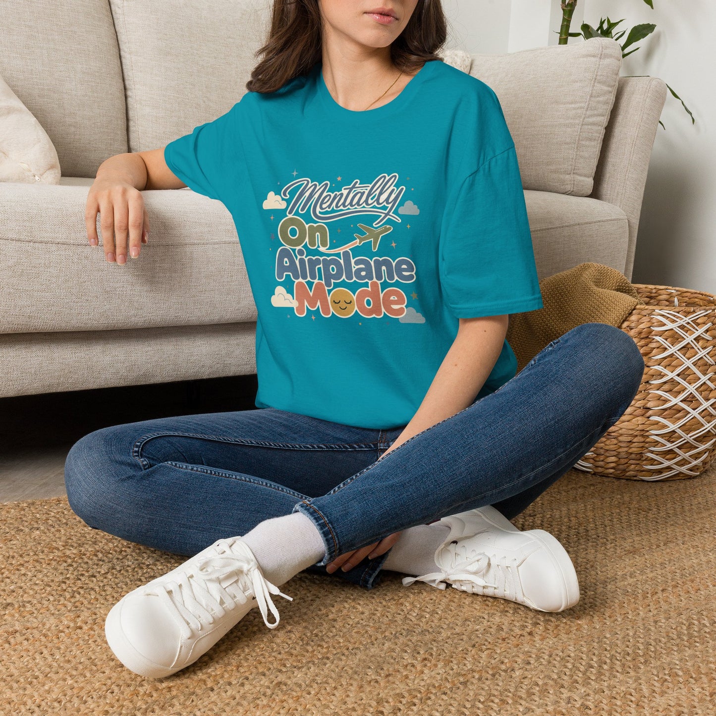 Mentally On Airplane Mode T-Shirt | Travel Plane Graphic