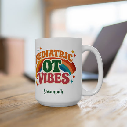 Pediatric OT Vibes Retro Personalized Mug | Custom Name Coffee Cup