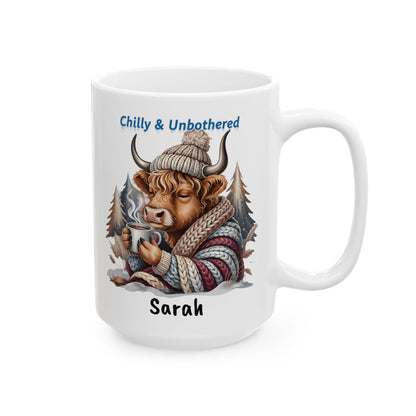 Chilly & Unbothered Highland Cow Mug | Ceramic Coffee Tea Cup