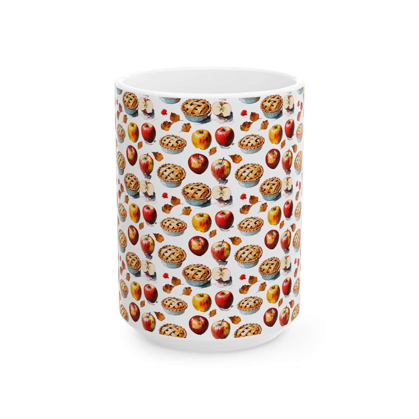 Autumn Pie Ceramic Mug - Cozy Fall Design, Perfect for Hot Cocoa, Thanksgiving Gifts, Kitchen Decor, Seasonal Drinking