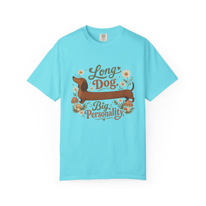 Long Dog Big Personality Dachshund T-shirt | Cute Sausage Dog Floral Design