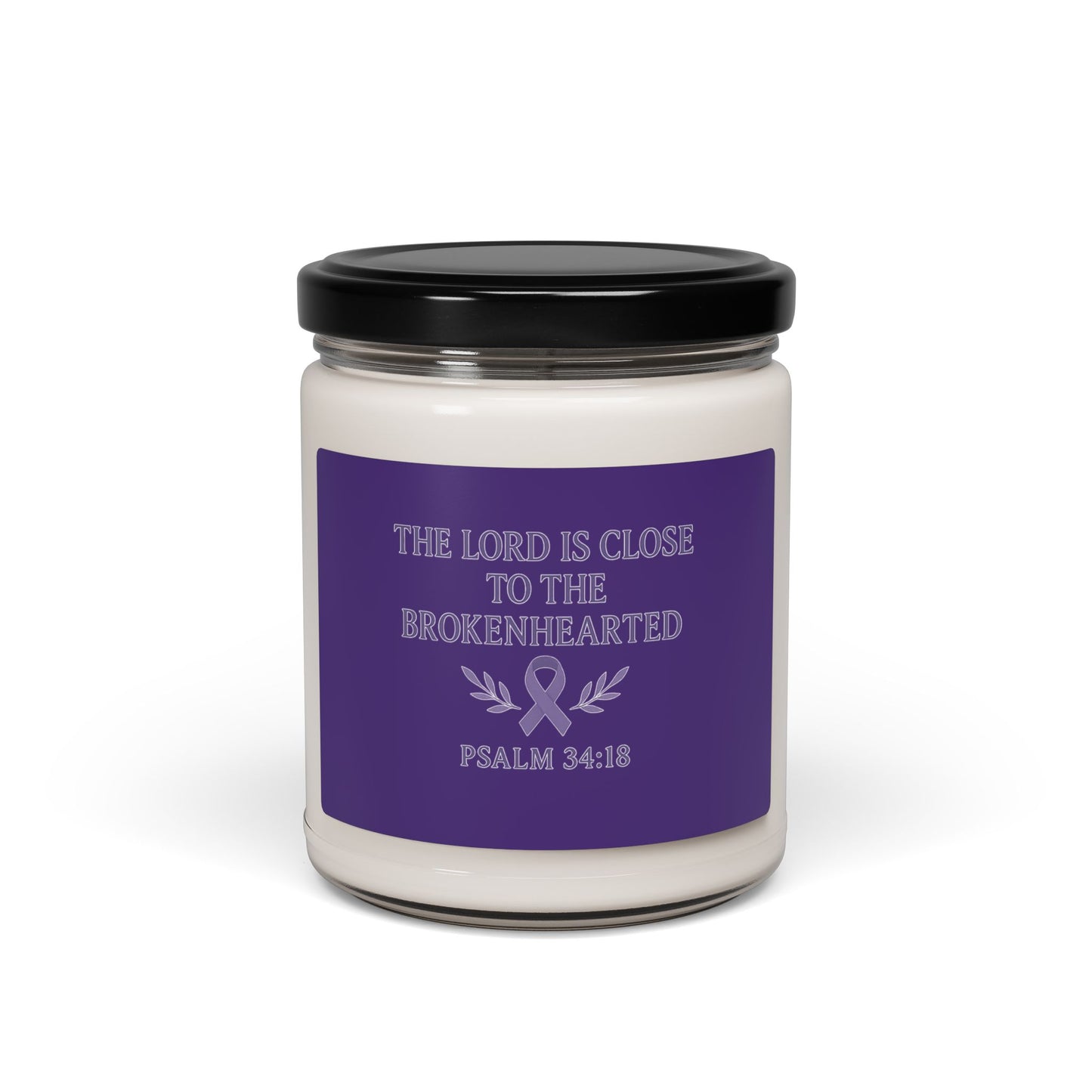 Scented Soy Candle, Inspirational Candle, Gift for Comfort, Relaxation Candle, Spiritual Home Decor, Inspirational Gifts, Psalm 34:18 Candle