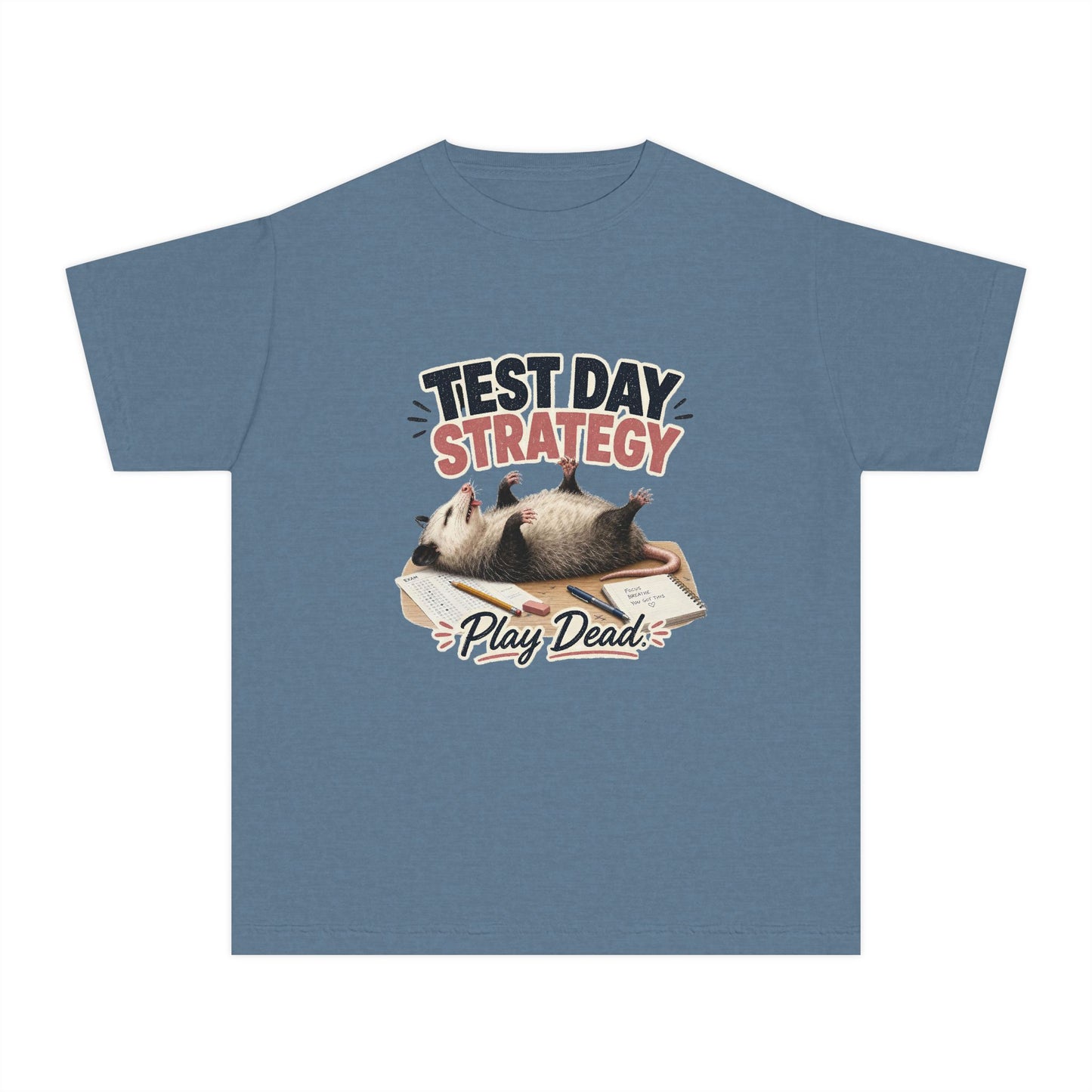 Test Day Strategy Play Dead Youth Tee | Possum Illustration, Back-to-School