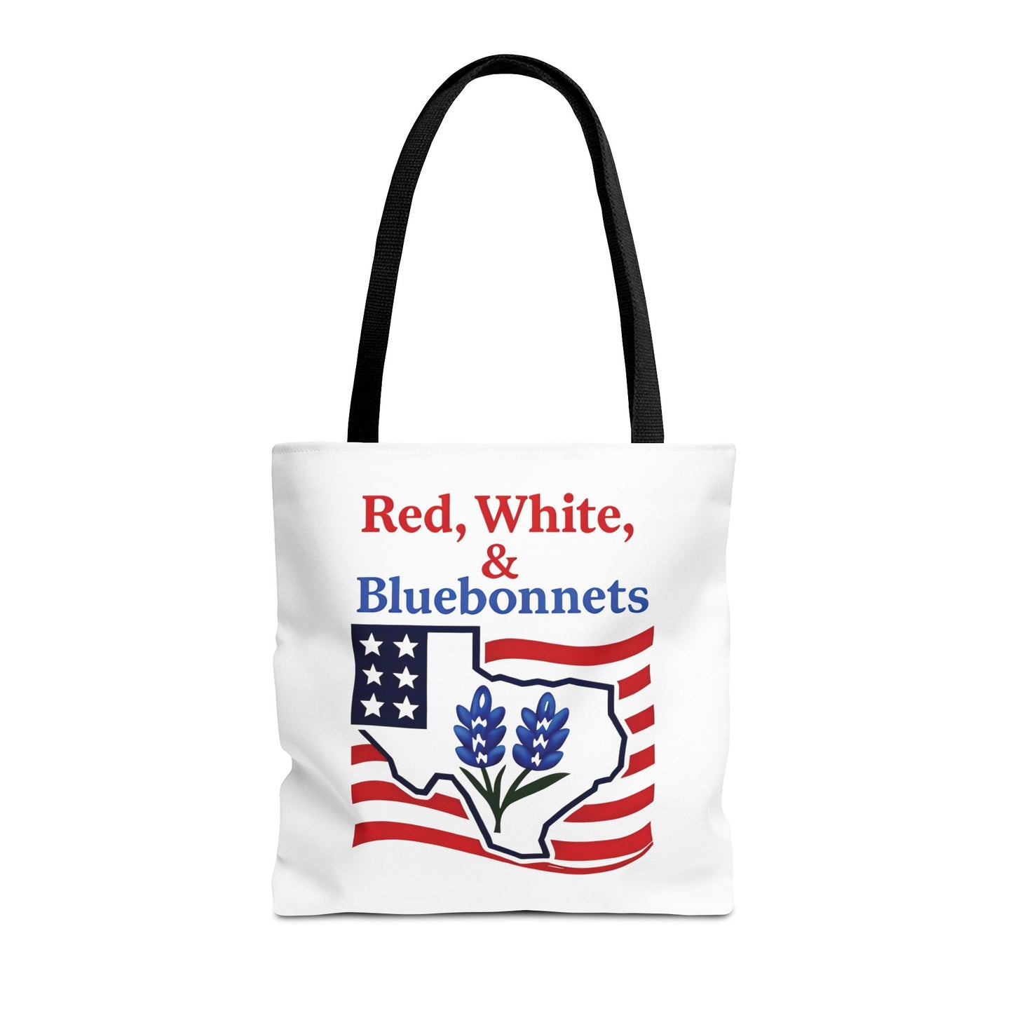 Texas Patriot Tote Bag, Red White and Bluebonnets, Independence Day Accessory, Summer Travel Bag, Gift for Texans, Stylish Grocery Tote