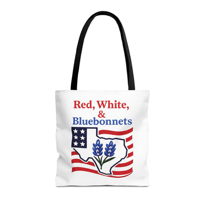 Texas Patriot Tote Bag, Red White and Bluebonnets, Independence Day Accessory, Summer Travel Bag, Gift for Texans, Stylish Grocery Tote