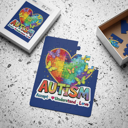 Autism Puzzle Heart Kids' Puzzle | 30-Piece Rainbow Butterfly Design