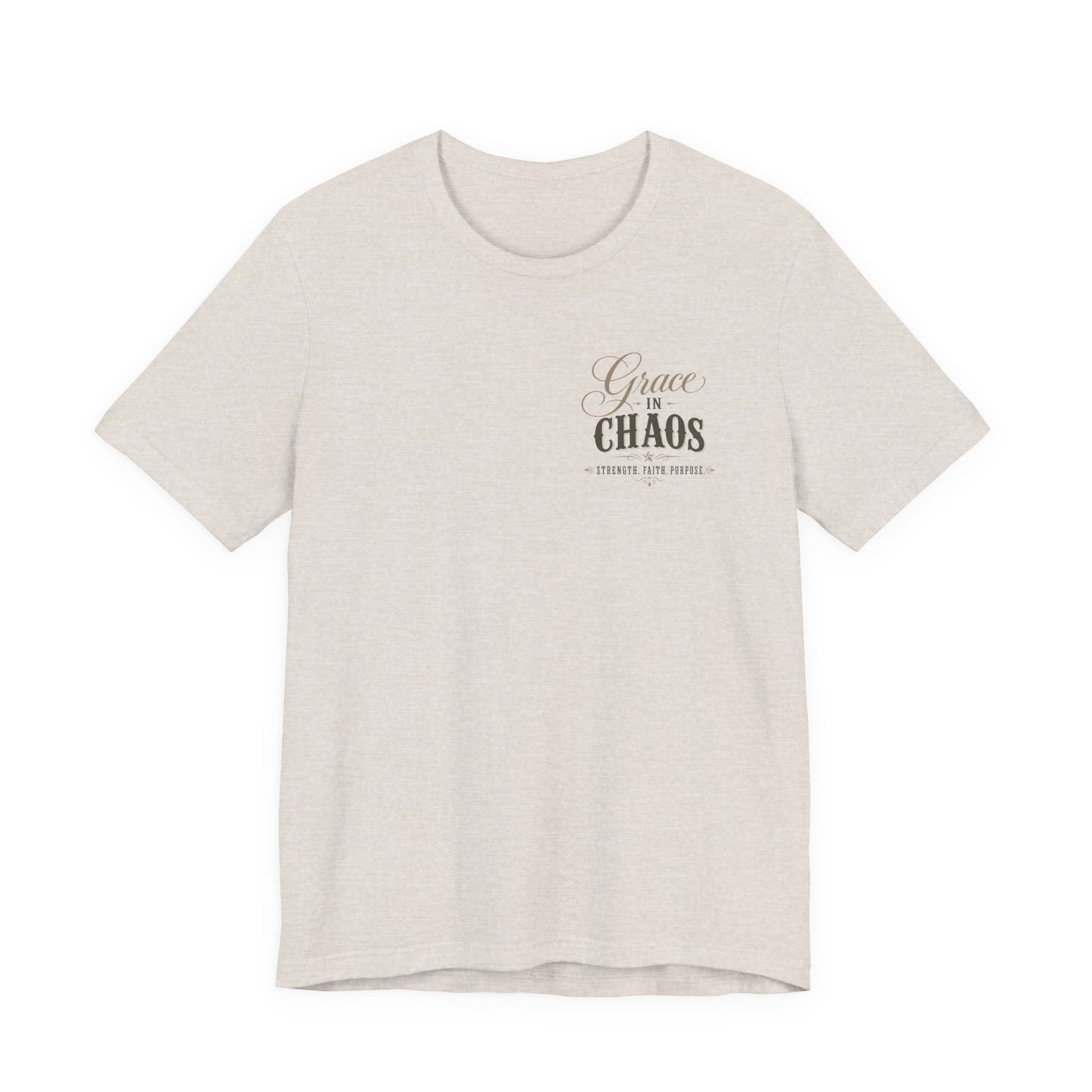 Grace in Chaos Tee | Inspirational scripture typography shirt