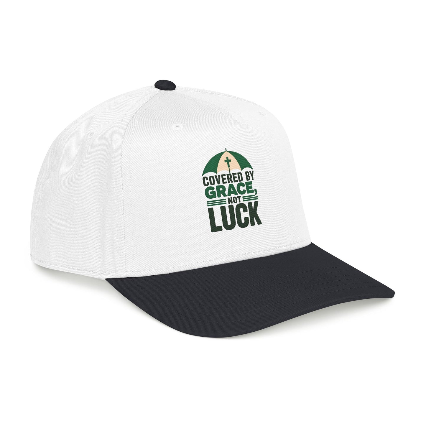 Covered by Grace Not Luck baseball cap | Christian faith hat