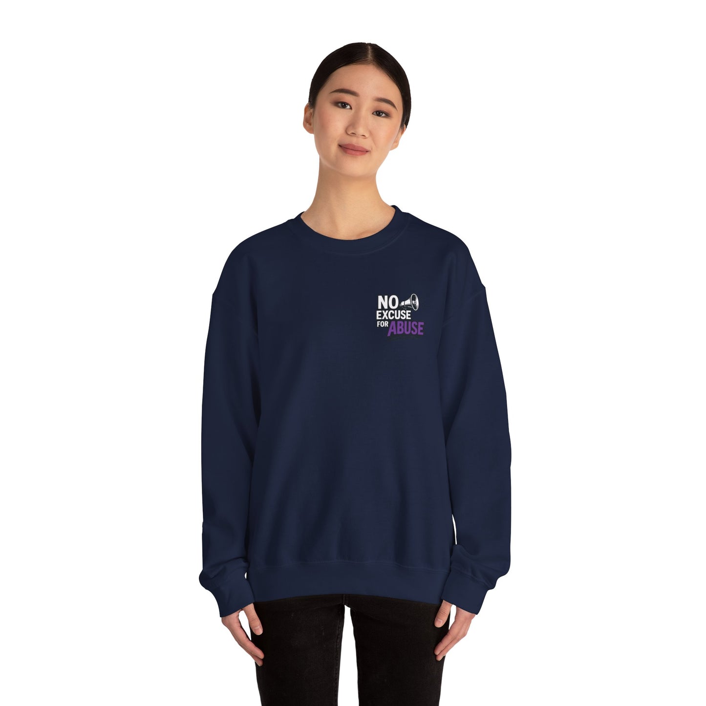 Awareness Sweatshirt - Unisex Heavy Blend™ Crewneck Sweatshirt, Domestic Violence Support Jumper, No Excuse For Abuse