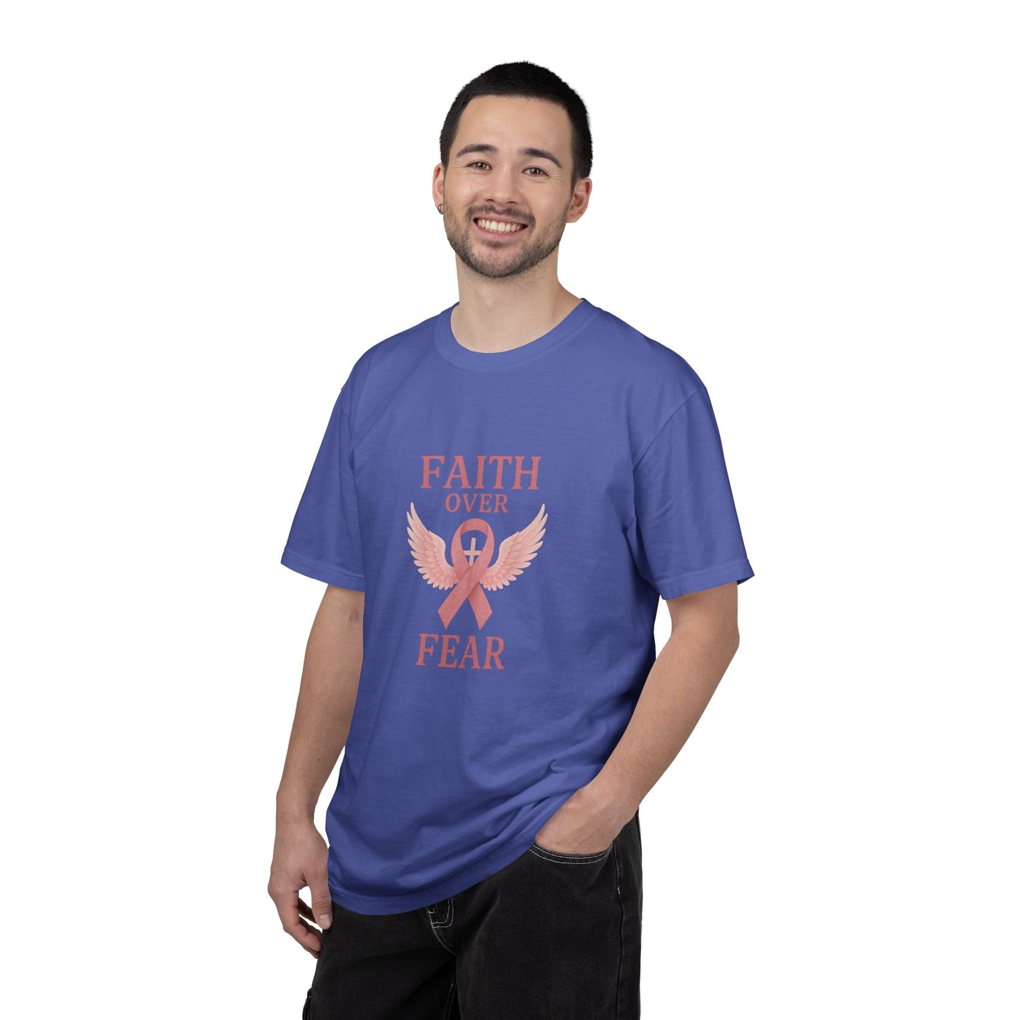 Faith Over Fear Unisex T-Shirt, Inspirational Shirt, Breast Cancer Awareness Tee, Gift for Support, Everyday Casual Wear