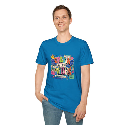 Replying With Vibes T-Shirt | Retro Colorful Typography, 90s Aesthetic