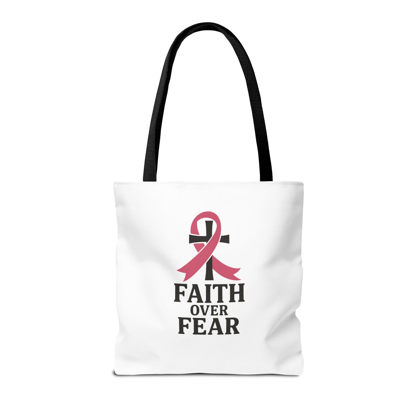 Faith Over Fear Tote Bag, Inspirational Gift for Cancer Awareness, Motivational Tote, Breast Cancer Support, Daily Use Bag