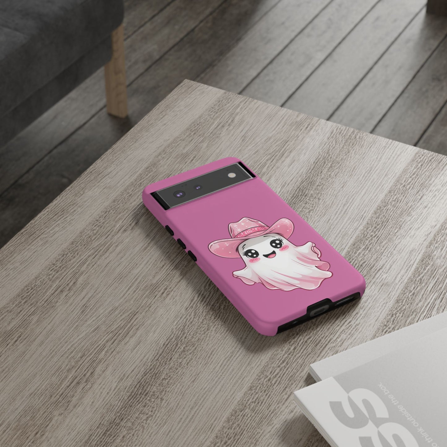 Cute Ghost Phone Case - Fun, Whimsical, Kawaii, Halloween, Gift Idea, Pink Ghost Design