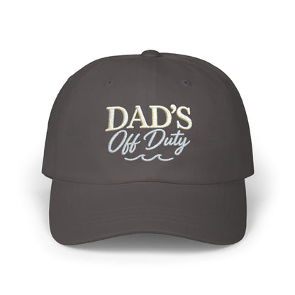 Dad's Off Duty Cap | Embroidered Dad Hat, White Classic Baseball Cap