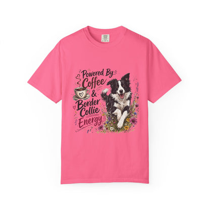 Powered by Coffee & Border Collie Energy T-Shirt | Border Collie Dog Tee