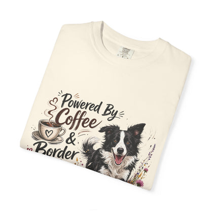 Powered by Coffee & Border Collie Energy T-Shirt | Border Collie Dog Tee