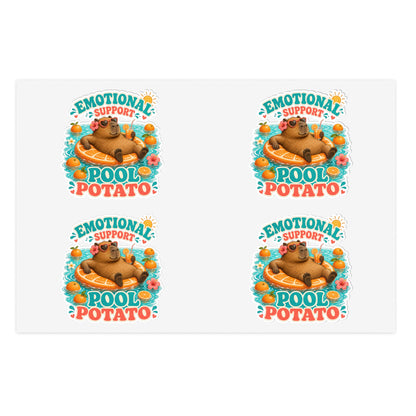 Emotional Support Pool Potato Capybara Sticker Sheet