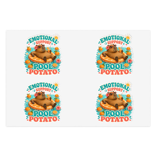 Emotional Support Pool Potato Capybara Sticker Sheet