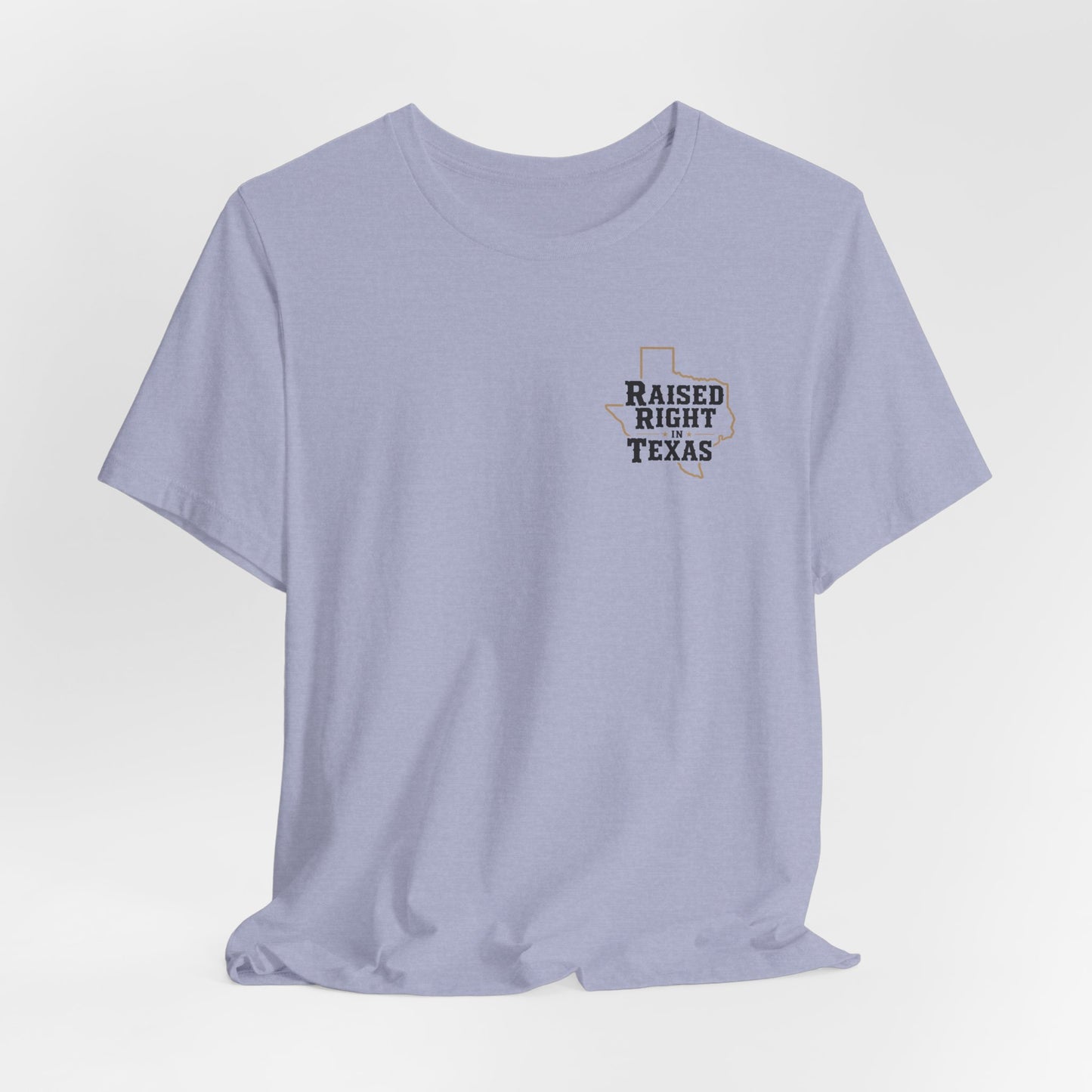 Raised Right in Texas T-Shirt | Texas Outline, Typographic Western Design