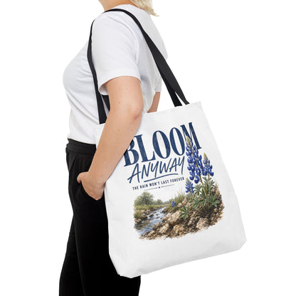 Bloom Anyway Tote Bag | Bluebonnet Wildflower Inspirational Design