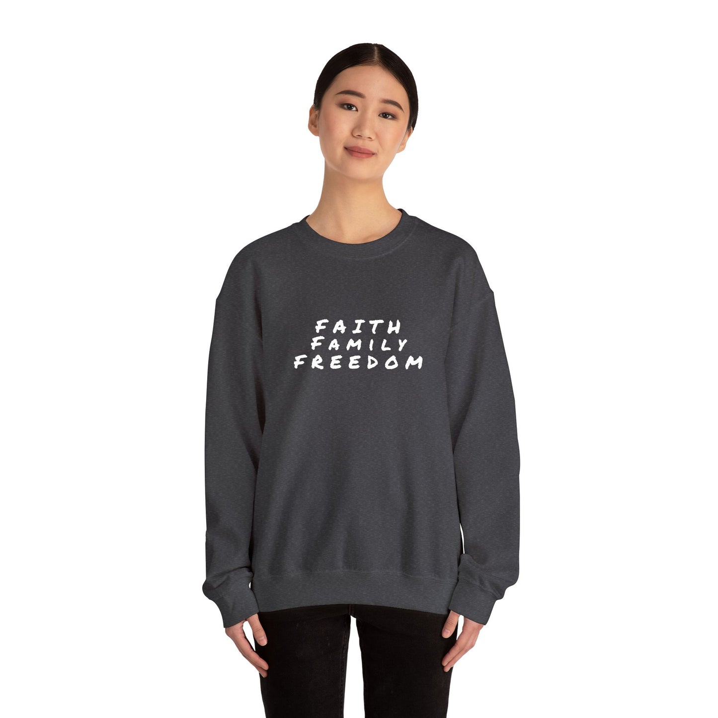 Faith Family Freedom Sweatshirt, Religious Pullover Jumper, Christian Crewneck, Inspirational Sweatshirt, Unisex Religious Shirt, Faith