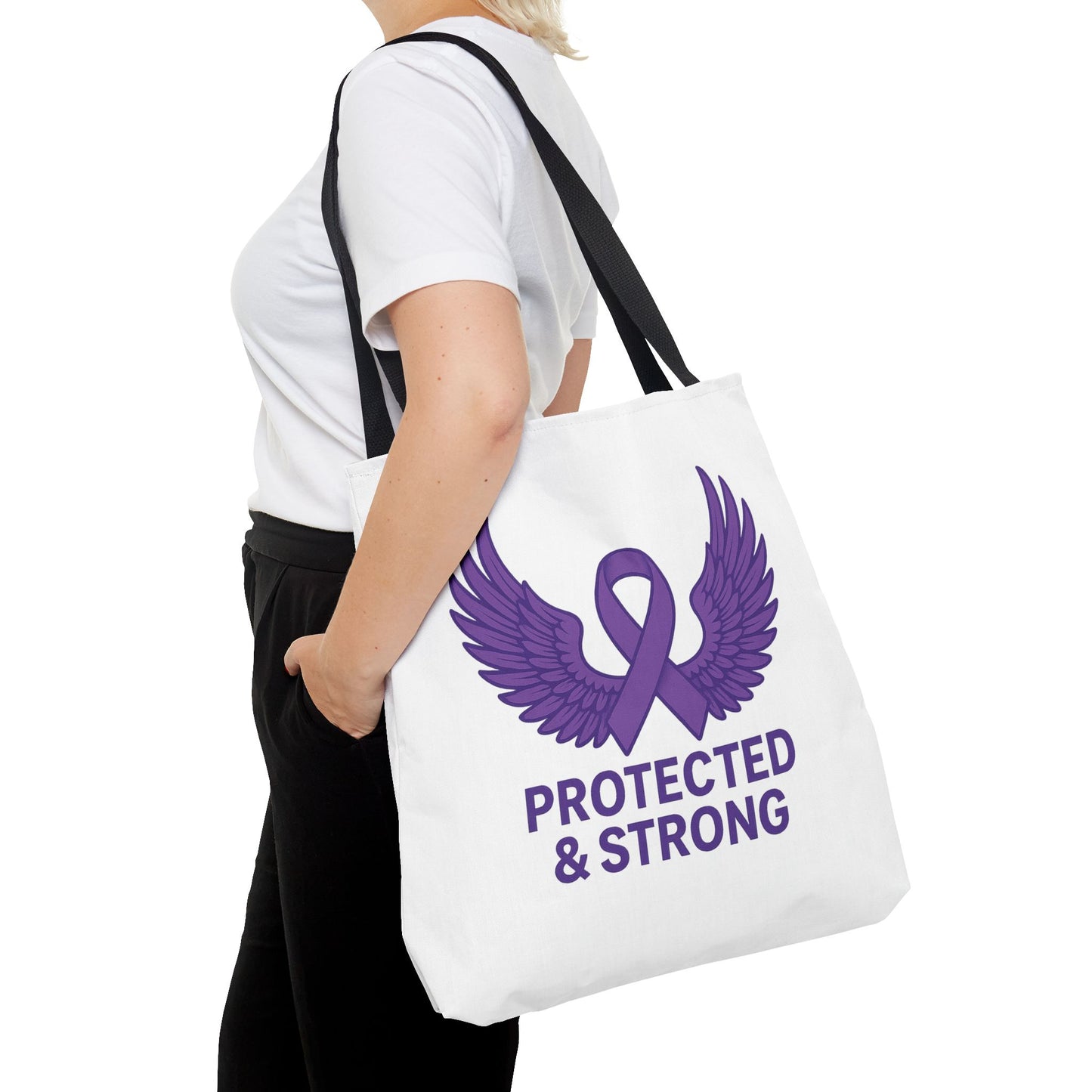Protected and Strong Awareness Tote Bag, Eco-Friendly Shoulder Bag, Reusable Grocery Bag, Canvas Shopping Tote, Gift for Activists,