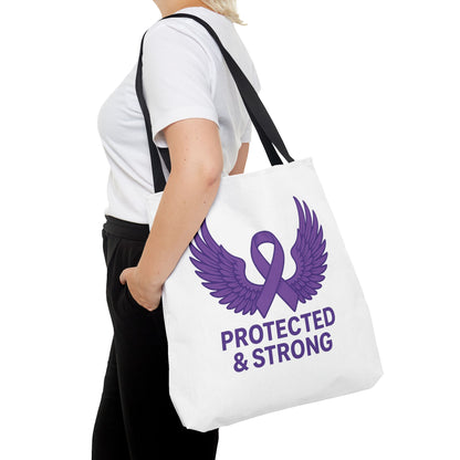 Protected and Strong Awareness Tote Bag, Eco-Friendly Shoulder Bag, Reusable Grocery Bag, Canvas Shopping Tote, Gift for Activists,