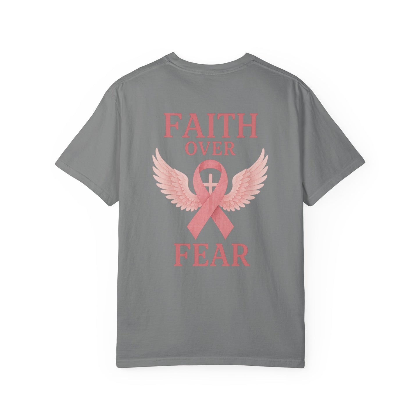 Faith Over Fear Angel Wings T-shirt, Breast Cancer Awareness Tee, Unisex Shirt, Religious Gift, Inspirational Clothing
