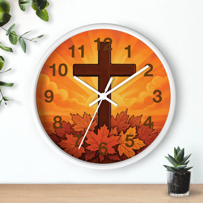 Faith-Inspired Autumn Wall Clock | Rustic Home Decor, Inspirational Gift, Christian Decor, Fall Decor, Cross Design