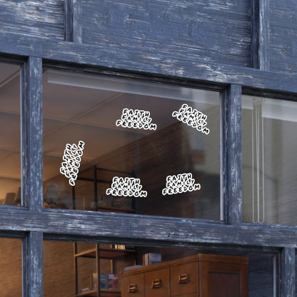 Faith Family Freedom Sticker Sheet Bundle - Inspirational Decals, Motivational Sticker Pack, Clear Vinyl Stickers