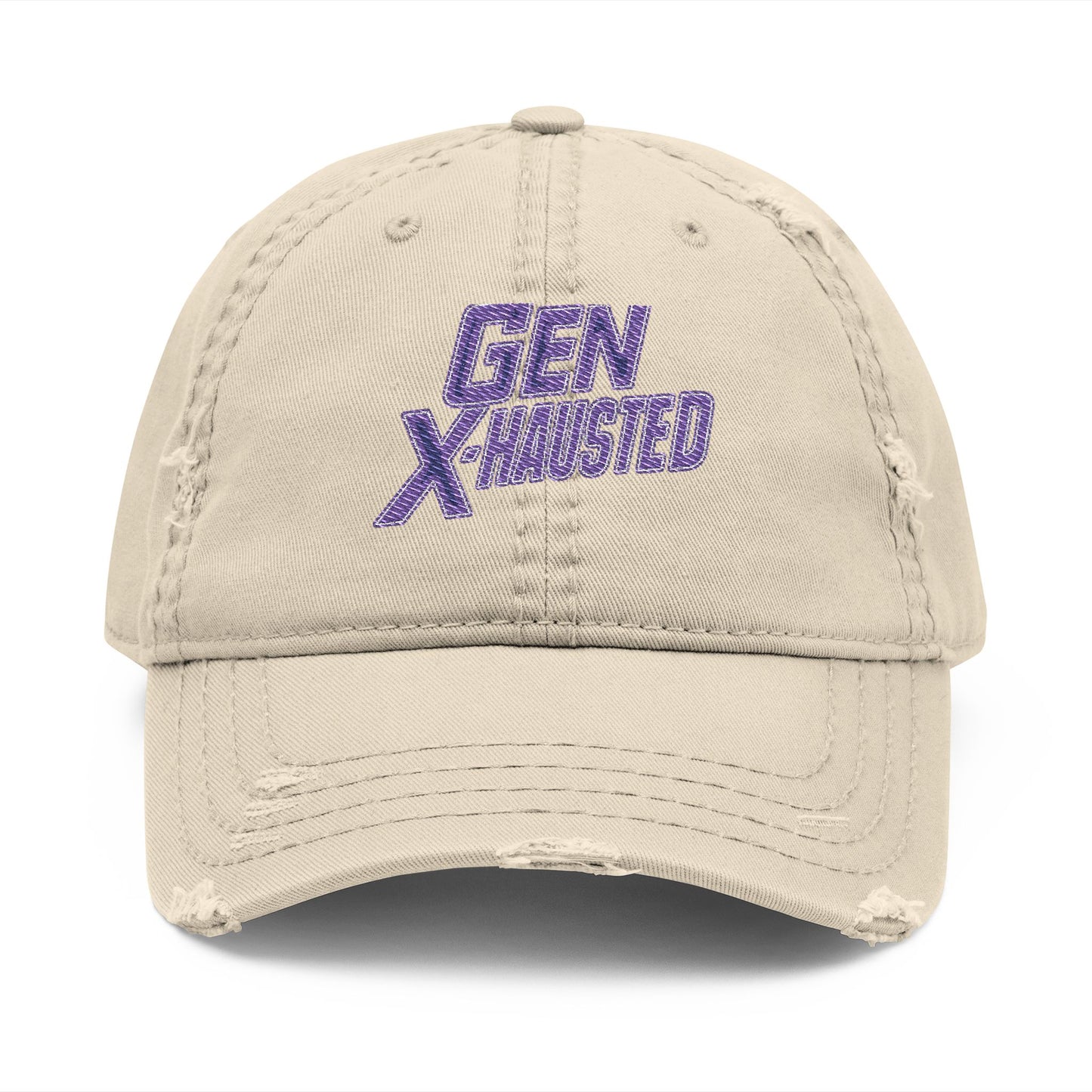 Embroidered Hat, Gen X-Hausted Distressed Dad Cap, Funny Gift for Gen X, Vintage Gen X Apparel, Retro Gen X Accessories, Embroidery Baseball