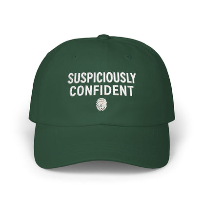 Suspiciously Confident Dad Cap | Embroidered Text, Fingerprint Accent