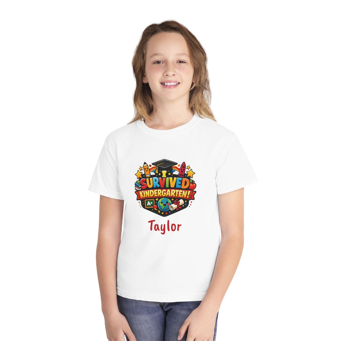 I Survived Kindergarten T-shirt | Kids Graduation Tee, Personalized Name Option