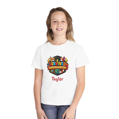 I Survived Kindergarten T-shirt | Kids Graduation Tee, Personalized Name Option