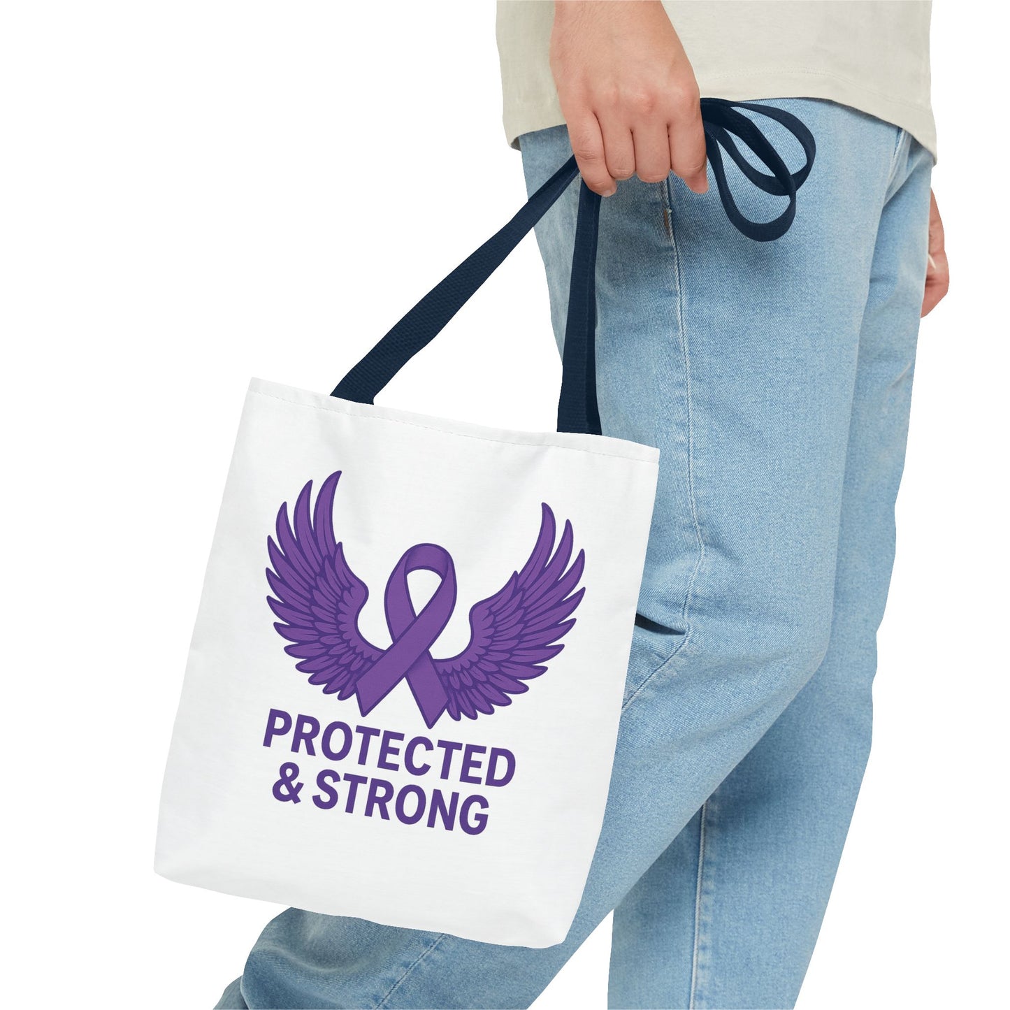 Protected and Strong Awareness Tote Bag, Eco-Friendly Shoulder Bag, Reusable Grocery Bag, Canvas Shopping Tote, Gift for Activists,